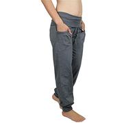 Leela Cotton Damen Yogahose Hose Bio-Baumwolle Freizeithose Sporthose Umschlagbund (L, Anthrazit-Melange)
