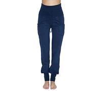 Leela Cotton Damen Yogahose Hose Bio-Baumwolle Freizeithose Sporthose Umschlagbund (L, Navy)
