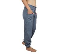Leela Cotton Damen Yogahose Hose Bio-Baumwolle Freizeithose Sporthose Umschlagbund (M, Navy-Melange)