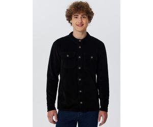 Leela Cotton Herren Cordhemd aus 100% kbA-Baumwolle Jacke - Feiner Nicky Cordstoff Herrenhemd Ferizeithemd SCHWARZ L