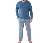 Leela Cotton Herren Homewear Hose Schlafhose 2 Farben Bio-Baumwolle Pyjamahose blau S