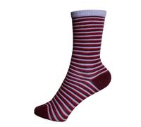 Leela Cotton Kids Socken Bio Baumwolle Elasthan Flieder-Bordeaux Geringelt 27/30