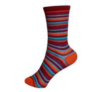 Leela Cotton Kids Socken Bio Baumwolle Elasthan Orange-Bordeaux Geringelt 21/23