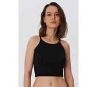 Leela Cotton Nachhaltiges Damen Ripp Crop Top - 100% Bio-Baumwolle, Spaghettitop locker, umweltfreundlich, Crop Sports T-Shirt, Tanktop SCHWARZ XL