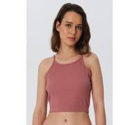 Leela Cotton Nachhaltiges Damen Ripp Crop Top - 100% Bio-Baumwolle, Spaghettitop locker, umweltfreundlich, Crop Sports T-Shirt, Tanktop DUNKEL MAUVE XL