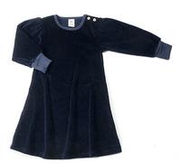 Leela Cotton Nachhaltiges Kinder Langarmkleid aus Cordstoff - 100% Bio Baumwolle Langarm-Kleid für Mädchen, Strickkleid mit Rundhalsausschnitt NACHTBLAU 116