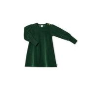 Leela Cotton Nachhaltiges Kinder Langarmkleid aus Cordstoff - 100% Bio Baumwolle Langarm-Kleid für Mädchen, Strickkleid mit Rundhalsausschnitt TANNENNADEL 140