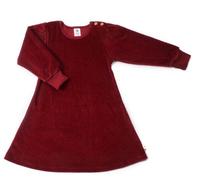 Leela Cotton Nachhaltiges Kinder Langarmkleid aus Cordstoff - 100% Bio Baumwolle Langarm-Kleid für Mädchen, Strickkleid mit Rundhalsausschnitt BORDEAUX 98/104