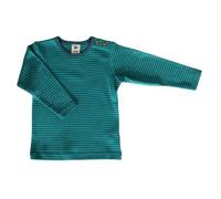 Leela Cotton Baby und Kinder Langarmshirt blau-grün-geringelt Gr.62/68