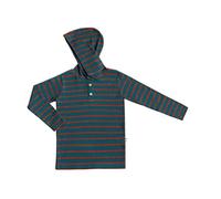 Leela Cotton Unisex Kinder Waffel Kapuzenshirt Langarmshirt Sweatshirt 2058 Waldstreifen (Tanne/Tabasco, 98-104)