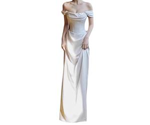 Leeonway Hochzeitskleid,Brautkleider FüR BräUte,Hochzeitskleider FüR Damen Weißs,Brautkleider Standesamt Weißs Lang,Brautkleider Schlicht Elegant,Grosse GröSsen,Schulterfrei,FüR Braut