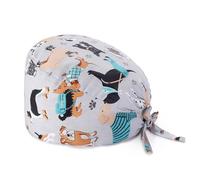 LEEQBCR 1 Stück Chirurgenmütze aus Baumwolle mit Knopf Kochmütze Arbeitsmütze Bedruckte Krankenschwestermütze Unisex Staubmütze für Männer Frauen (Grau)