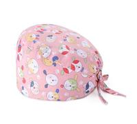 LEEQBCR 1 Stück Chirurgenmütze aus Baumwolle Verstellbar mit Knopf Kochmütze Arbeitsmütze Bedruckte Schwesternmütze Unisex Staubmütze für Männer Frauen (Rot)