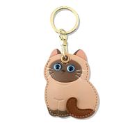 LEEQBCR 1 Stück niedlicher Siamkatzen-Schlüsselanhänger, Süße Katzeetasche Anhänger Leder Glücksbringer Keychain Geschenke für Lieblingsmensch Frauen Männer Kinder Geburtstag Schlüsselring