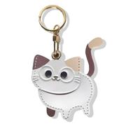 LEEQBCR 1 Stück Schlüsselanhänger, Süße Katzeetasche Anhänger Leder Glücksbringer Keychain Geschenke für Lieblingsmensch Frauen Männer Kinder Geburtstag Schlüsselring(Weiß)