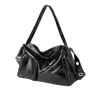 LeeQinersw Umhängetasche Damen Schultertasche PU Modische Handtasche mit Reißverschluss Hobo Bag Elegant für Shopping Arbeit Reise Alltag Geschenk, Schwarz