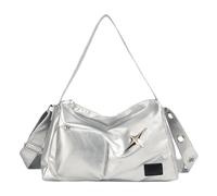 LeeQinersw Umhängetasche Damen Schultertasche PU Modische Handtasche mit Reißverschluss Hobo Bag Elegant für Shopping Arbeit Reise Alltag Geschenk, Silber