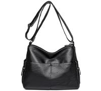 LEEXTON Damen Mittelgroße Umhängetasche - Leder Handtasche mit Breitem Gurt - PU Crossbody Bag