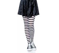 Leg Avenue 7100Q - Plus Größe Gestreiftes Strümpfhose Kostüm Damen Karneval, schwarz/weiß, Größe: (EUR 42-46)
