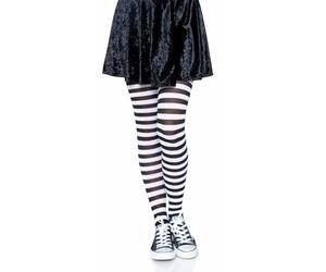 Leg Avenue 7100Q - Plus Größe Gestreiftes Strümpfhose Kostüm Damen Karneval, schwarz/weiß, Größe: (EUR 42-46)