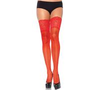 Leg Avenue 9750Q - Durchscheinende Spandex Halterlose Strümpfe, Übergröße, rot