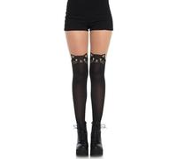 Leg Avenue 7908 - Blickdichte Strumpfhose Mit Katzen Print, schwarz/nude, Einheitsgröße (EUR 36-40), Damen Karneval Kostüm Fasching