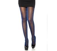 LEG AVENUE Damen Lurex Sheer Strumpfhose, Schwarz/Königsblau, Einheitsgröße Große Größen EU