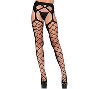 Leg Avenue Damen Paar Netz Strümpfe Strapshalter Strümpfe hinten ohne Netz schwarz Einheitsgröße ca. 36 bis 40