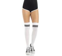 LEG AVENUE Damen Ribbed Athletic Strumpfhose, Weiss, Schwarz, One Size