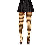 LEG AVENUE Damen Stripe Leggings, Schwarz/Orange, Einheitsgröße Große Größen EU