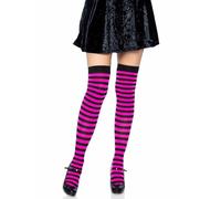 LEG AVENUE Damen Striped Strumpfhose, Schwarz / Neon Rosa, Einheitsgröße EU
