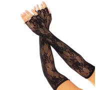 LEG AVENUE Floral Network fingerlose Handschuhe: Weiß