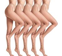leg elegant 5 Paar 10D Damen Sheer Strumpfhosen Ultra Sheer Strumpfhose mit Kontrolle Top, Hautfarben, Medium