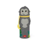 Legami 2-in-1-Federmäppchen aus Silikon Gorilla „Wild but Kind“ - Kawaii | Lässt sich in einen stehenden Stifthalter mit Reißverschluss umwandeln, Silikon-Konstruktion für Stifte