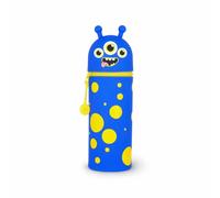 Legami - Kawaii 2-in-1 Schulmäppchen aus weichem Silikon, Monster-Thema, Stifthalter, Reißverschluss, Buntstifte, Marker, H 18,5 cm
