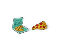 Legami - 2er Set Anstecknadeln aus emailliertem Metall, Pin Your Style!, Brosche für Rucksack Tasche, Geschenk für Paare, Pizza, Größe 3 x 3 x 1 cm, gelb, Taglia unica