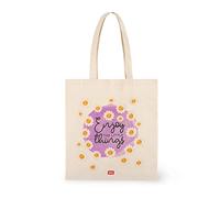 Legami - Baumwolltasche, Innentasche, mit Blas, langer Griff, umweltfreundlich, 38,5 x 42 cm, Thema Daisy, Daisy, Taglia unica, Utility