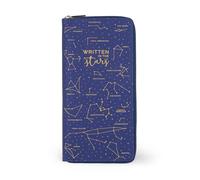 Legami - Blaue Reise-Dokumententasche, Reise-Organizer, Ausweishalter, RFID-Blocking, 4 große Taschen, 7 kleine Taschen, Reißverschluss, 11 x 24 x 3 cm, Motiv Stars, blau, L, Casual