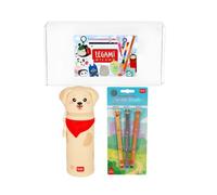 LEGAMI Fur-Ever Friends Silikon-Federmäppchen Hund + 3 Gelstifte inkl. Geschenkbox