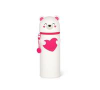 LEGAMI - Kawaii 2-in-1 Schulmäppchen aus weichem Silikon, Teddy Bear-Thema, Stifthalter, Reißverschluss, Buntstifte, Marker, H 18,5 cm