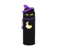 LEGAMI - Kawaii 2-in-1-Schultasche Halloween 2025 aus weichem Silikon, Black Kitty, Tisch-Stifthalter, Reißverschluss, Stifte, Buntstifte, Filzstifte, H 20 cm