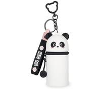 Legami - Mini-Geldbörse mit Schlüsselanhänger Kawaii, Panda, mit Spirale, Karabinerhaken und Handschlaufe, aus Silikon, 5 x 12 x 5 cm