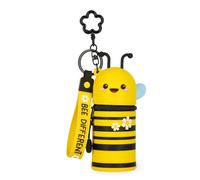 Legami - Mini Kawaii Bee Schlüsselanhänger Münzbörse mit Spiralring, Karabiner und Handgelenkschlaufe, Silikon, 5 x 12 x 5 cm