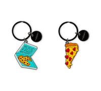 Legami - 2er Set Schlüsselanhänger aus emailliertem Metall, What a Key Ring!, Pizza-Motiv, Geschenk für Paare, Schlüsselanhänger Charm für Tasche, robuster Spiralring, Größe 4 x 8,5 x 0,2 cm, gelb,