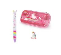 LEGAMI - Wonderwow Federmäppchen Einhorn mit Lipgloss, Vanillegeschmack und Zweifarbiger Click&Clack Stift