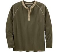 Legendary Whitetails Henley-Shirt für Herren, langärmelig, Knopfleiste, lässige Passform, 100% Baumwolle, Armee, 4X-Large Hoch