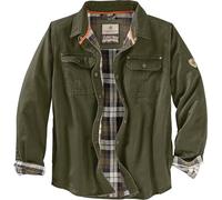 Legendary Whitetails Journeyman Hemdjacke mit Flanell gefüttert, Shacket für Herren, wasserabweisender Mantel, robuste Herbstkleidung, Dunkle Armee, L