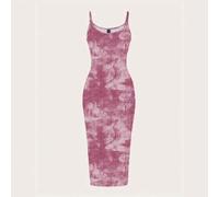 Legeres, minimalistisches Maxikleid im Batik-Muster, Slim Fit, geeignet für den Sommer