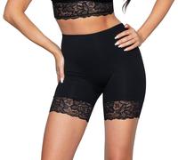 Leggings ALKATO "Slips Damen Longpants mit Spitze und Bein", Damen, Gr. L, N-Gr, schwarz, Obermaterial: 92% Baumwolle CO. 8% Elasthan EL., Hosen Leggings (92056000-L) schwarz