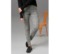 Leggings ANISTON CASUAL, Damen, Gr. 34, N-Gr, grau (schwarz, weiß, gelb), Jersey, Obermaterial: 67% Polyester, 31% Viskose, 2% Elasthan, kariert, sehr figurbetont knöchellang, Hosen Leggings, im Karo-